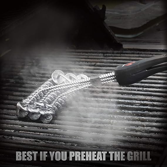 Kona Safe/Clean Grill Brush - Bristle Free BBQ Grill Brush - 100% Rust Resistant Stainless Steel Barbecue Cleaner - Safe for Porcelain, Ceramic, Steel, Cast Iron - Great Grilling Accessories Gift