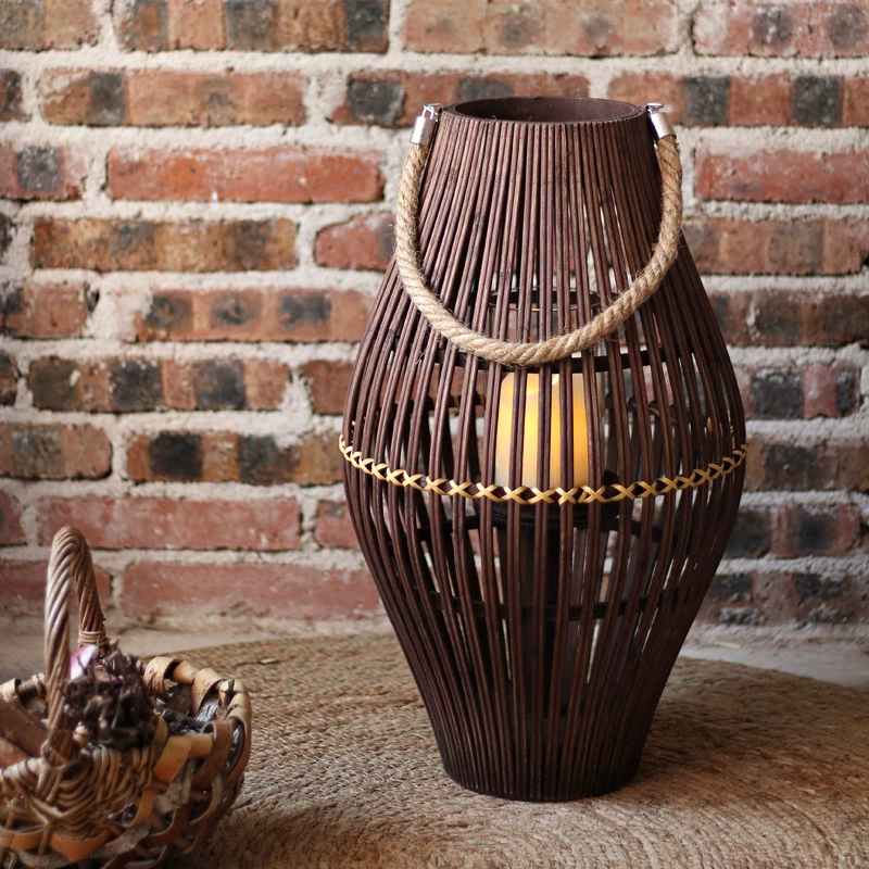 Vintage Wooden Lantern Floor Candle Holder – Romantic Decorative Lantern for Guesthouses, Showrooms, Balconies, and Hotels