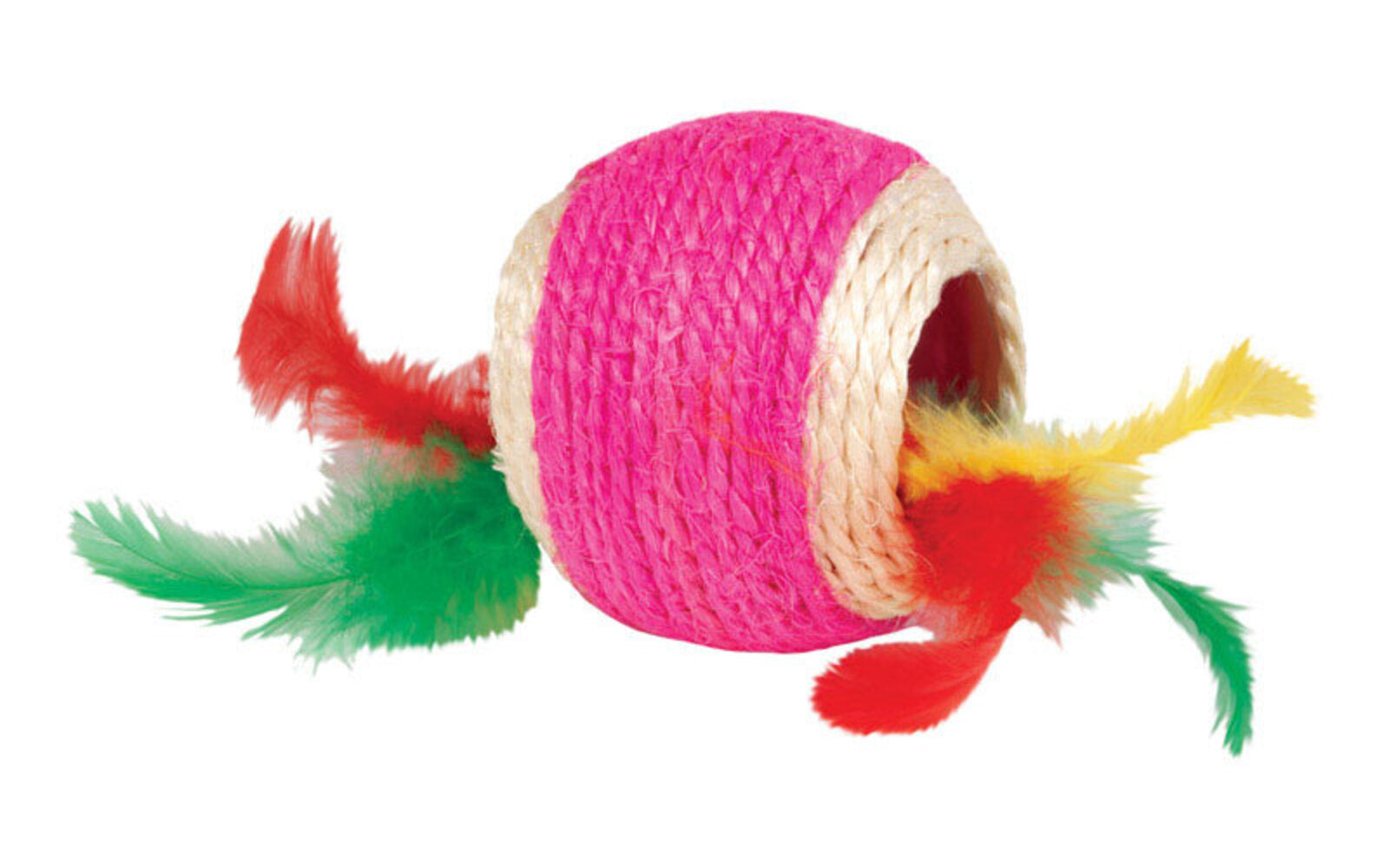 CAT JUTE BALL W/FEATHR