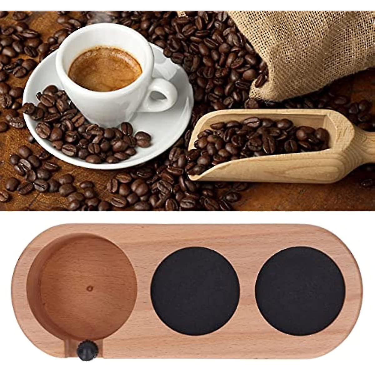 Coffee Tamper Holder Coffee Tamper Station Wooden Base Bar Tamper Storage Stand Holder 3 Holes 58mm For Kitchen Restaurant Espresso Coffee Maker