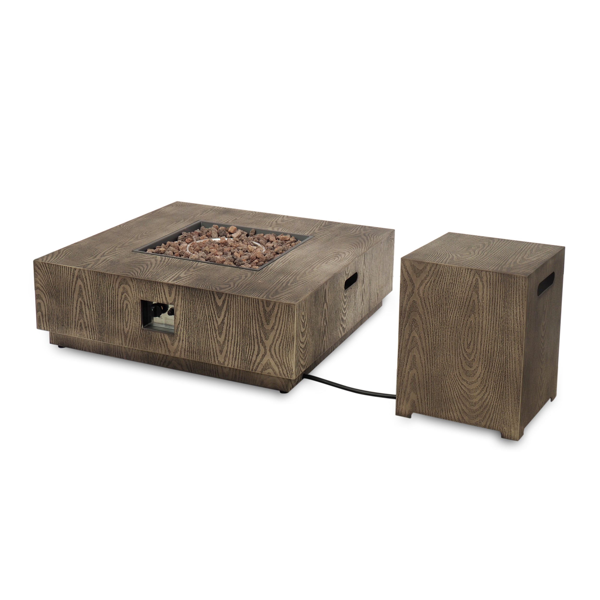 Jasmine Square Wood Finish 50,000 BTU Propane Fire Pit