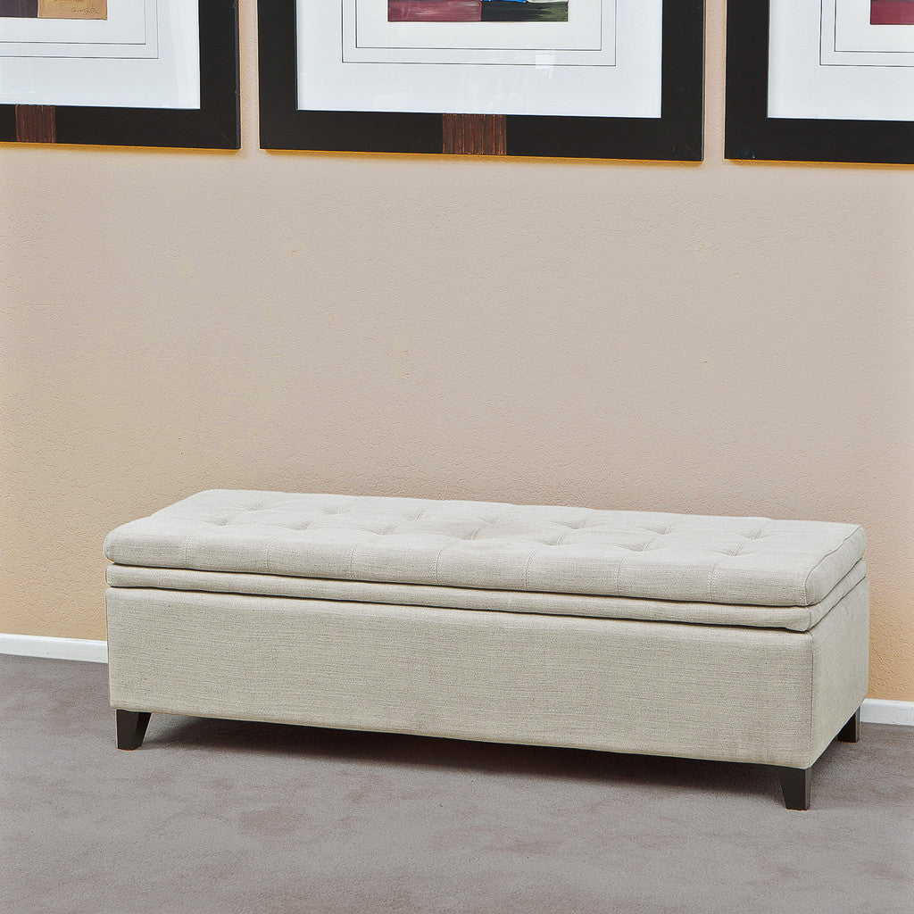 Sandford Contemporary Tufted Linen Storage Ottoman Bench