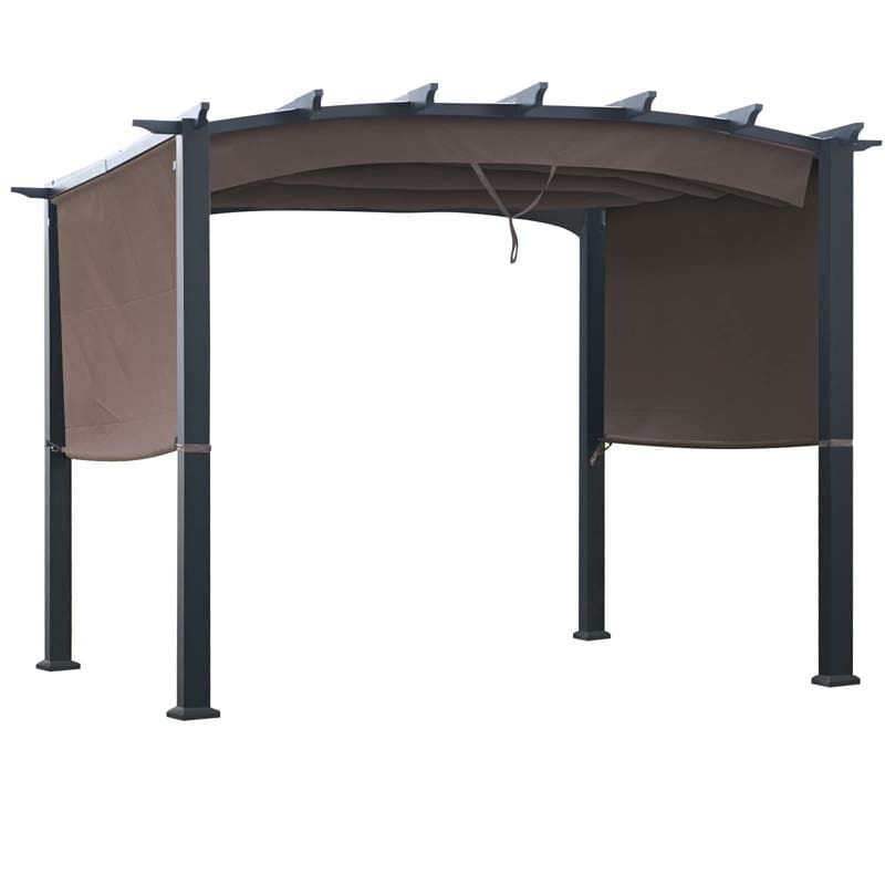 10 x 10 FT Patio Metal Pergola with Retractable Canopy Heavy-Duty Outdoor Pergola for Deck Backyard Garden