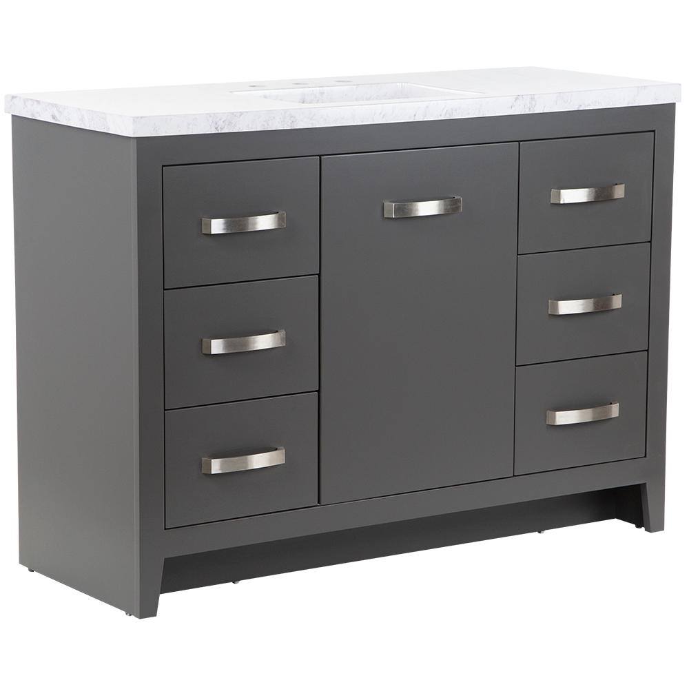 Home Decorators Collection Blakely 49 in. W x 19 in. D Bath Vanity in Shale Gray with Stone Effects Vanity Top in Lunar with White Sink BK48P2-SY