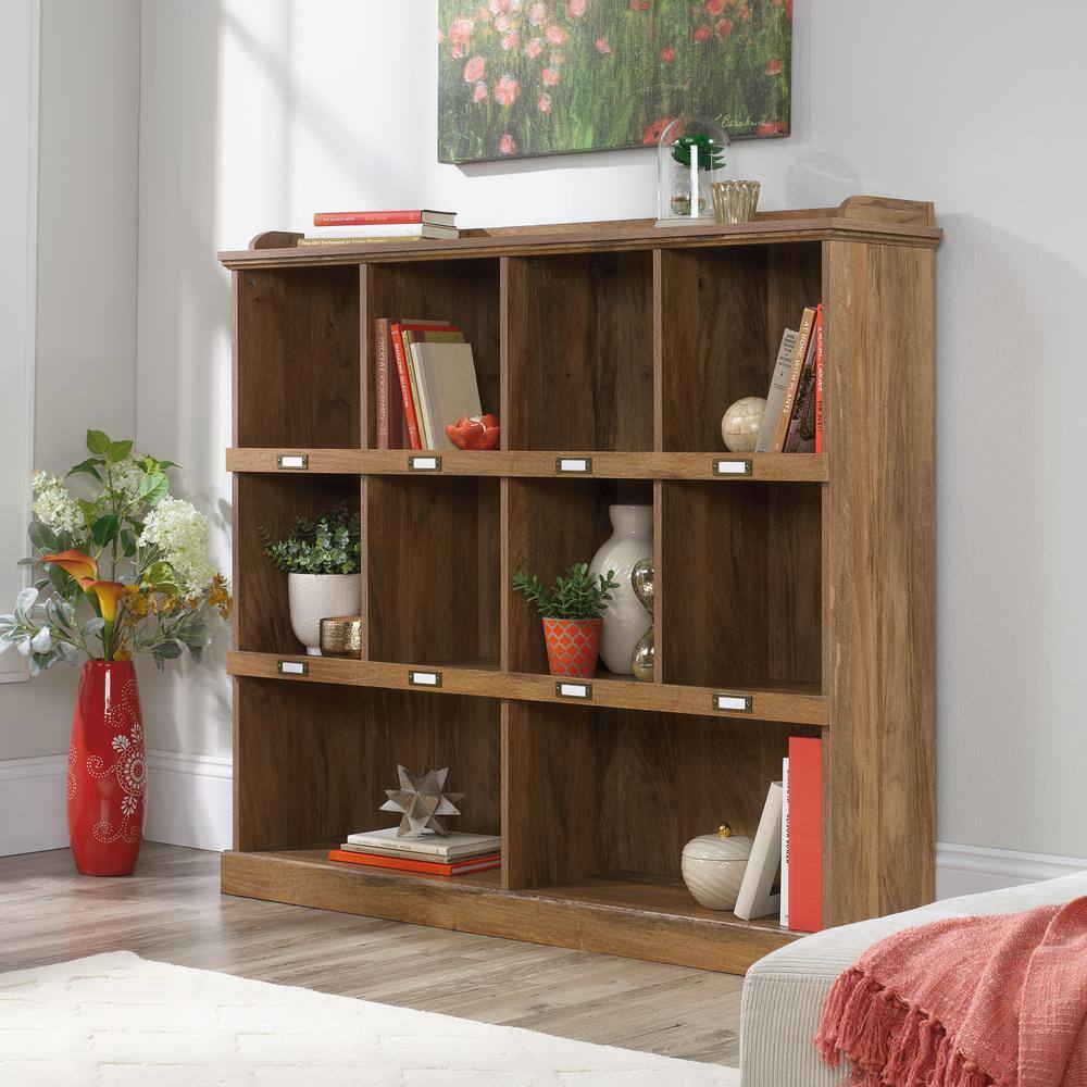 SAUDER Barrister Lane 47 in. Sindoori Mango Engineered Wood 3-Shelf Bookcase with Cubbyhole Storage 426629