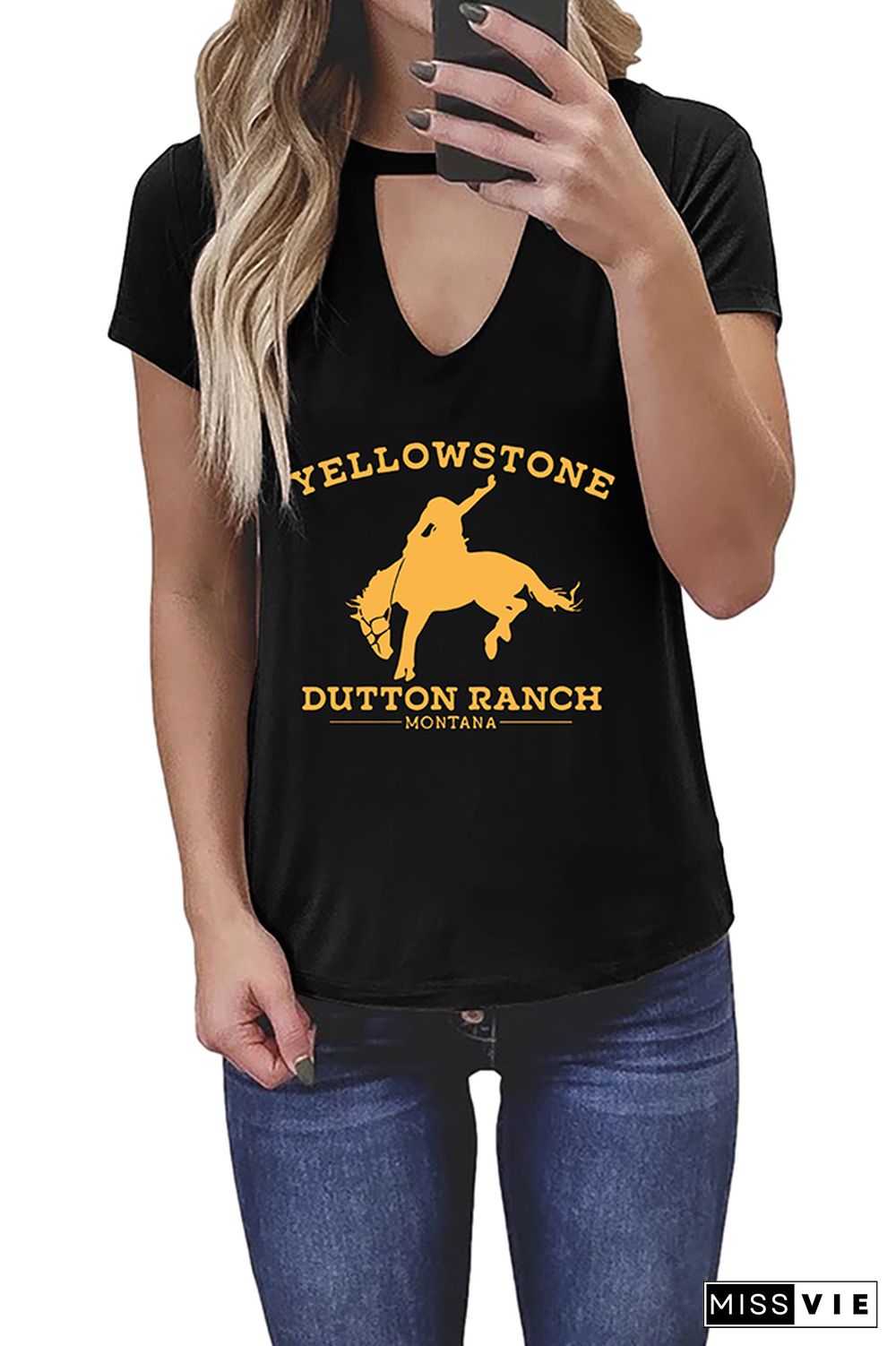 Yellowstone Graphic Tees for Women Wholesale Short Sleeve T shirts Top