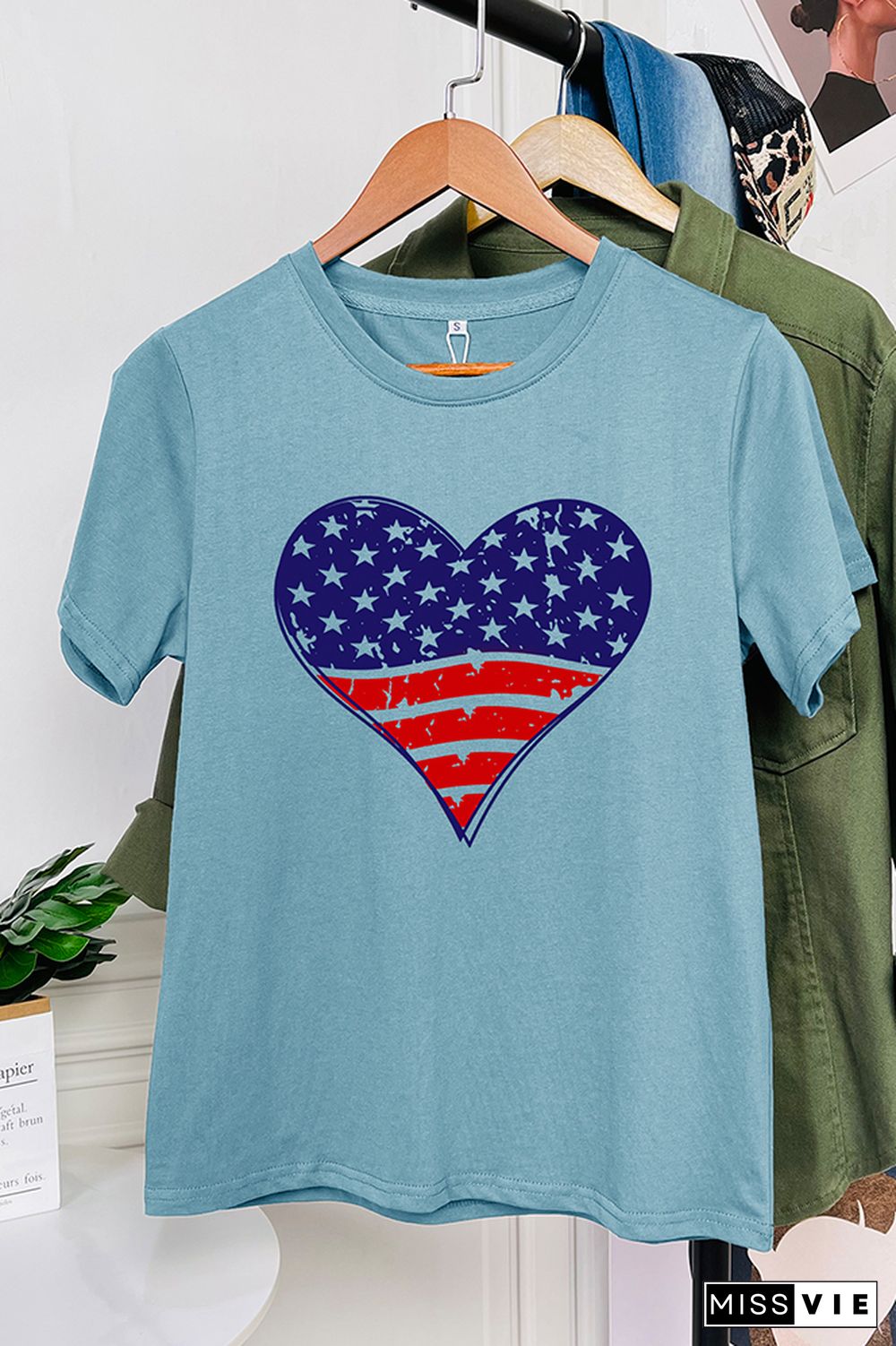 Patriotic Grunge Heart Graphic T-Shirt Wholesale