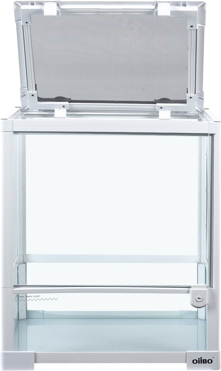 OiiBO Knock Down Single Door Glass Terrarium， White， 18-gal