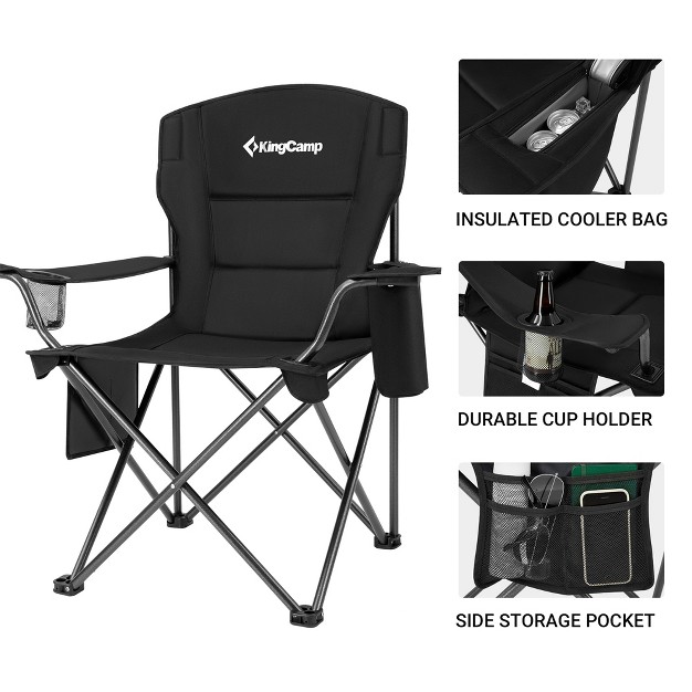 Kingcamp Padded Folding Lounge Chairs With Built in Cupholder Insulated Cooler Sleeve And Side Storage Pocket For Indoor amp Outdoors