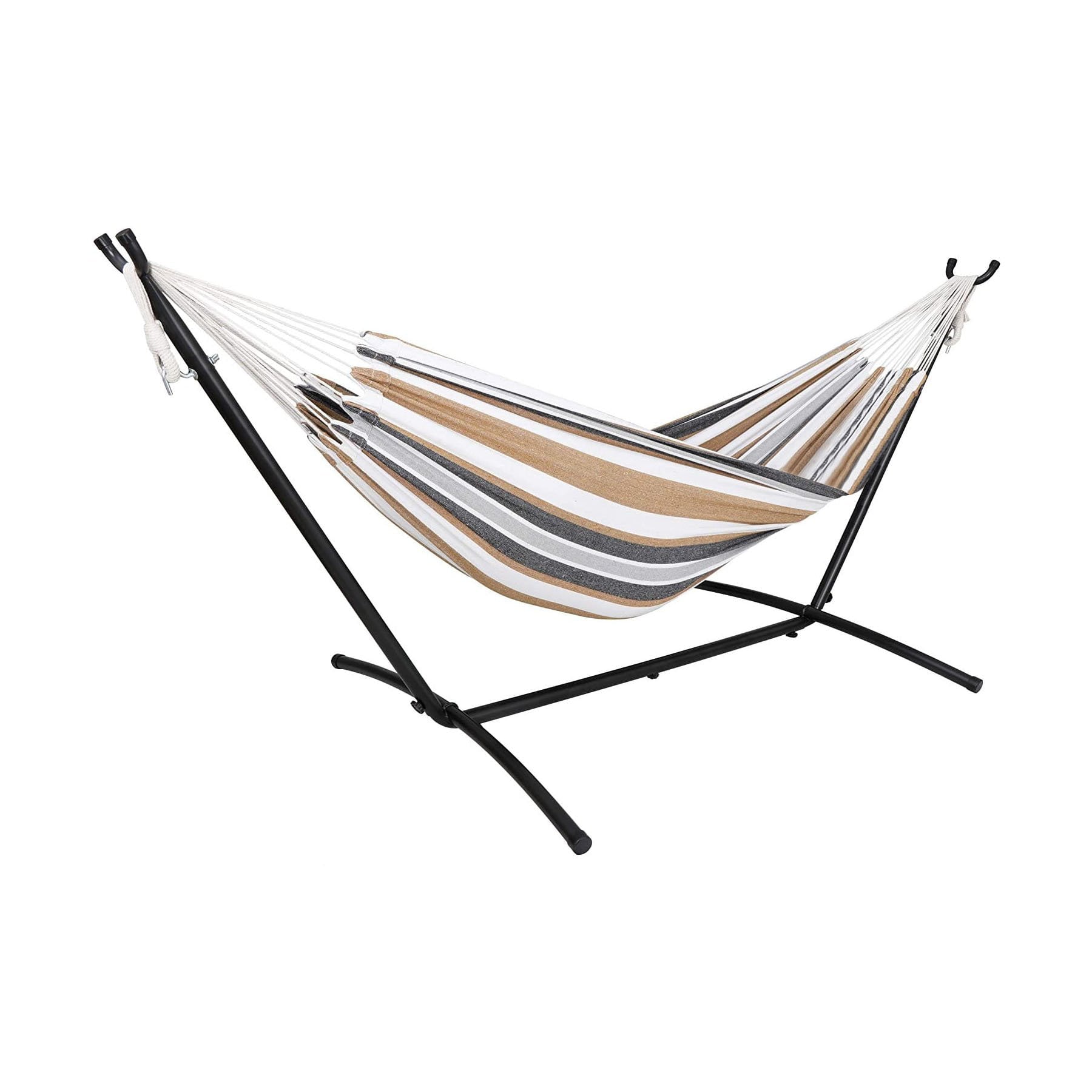 CycloneSound 2-Person Hammock with Premium Canvas and 450 LB Capacity Metal Stand (White)