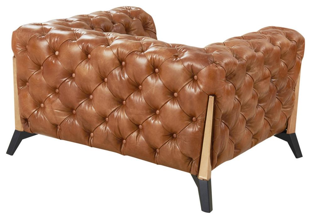 Crafters and Weavers Olivia Tufted Chesterfield Sofa  Brown   Midcentury   Armchairs And Accent Chairs   by Crafters and Weavers  Houzz