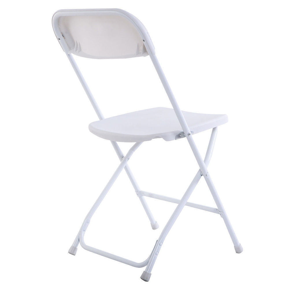 Zimtown Set of 5 White Plastic Folding Chairs Heavy Duty Portable Stackable Party Event Chairs, Plastic Portable Party Chairs