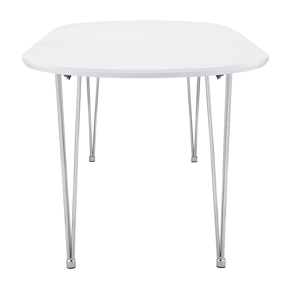 Coaster Furniture Heather Matte White and Chrome Oval Dining Table