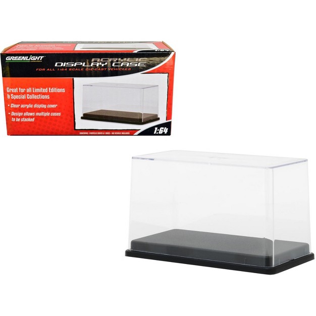 Tall Acrylic Collectible Display Show Case For 1 64 Scale Model Cars With Black Plastic Base By Greenlight