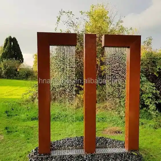 corten steel corten streetel rain curtain water features gardens waterfall fountain