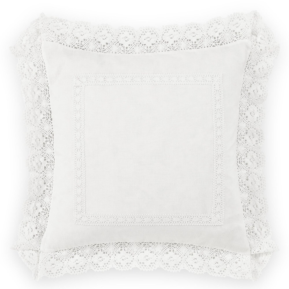 Laura Ashley Annabella White Cotton 18 inch Throw Pillow