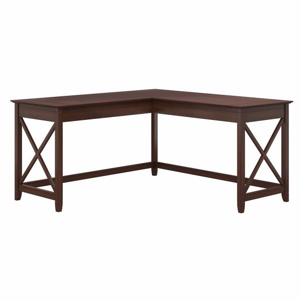 Bush Furniture Key West 60W L Shaped Desk in Bing Cherry