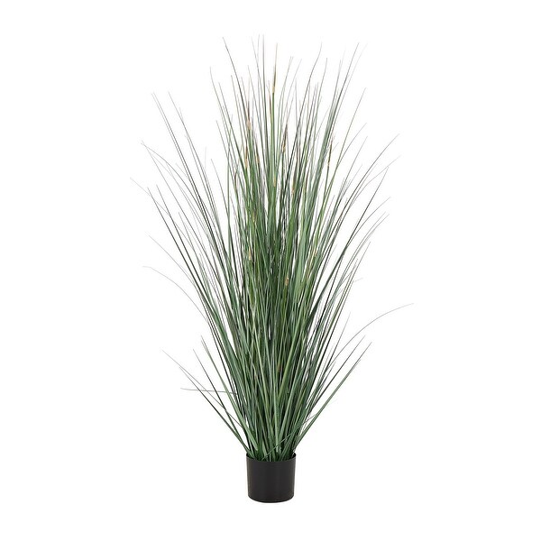 Green Faux Foliage Tall Onion Grass Artificial Plant with Black Plastic Pot