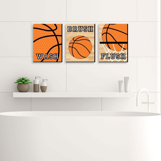 Big Dot Of Happiness Nothin x27 But Net Basketball Kids Bathroom Rules Wall Art 7 5 X 10 Inches Set Of 3 Signs Wash Brush Flush