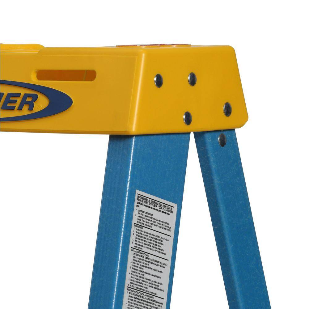 Werner 4 ft. Fiberglass Step Ladder with Yellow Top 250 lb. Load Capacity Type I Duty Rating 6004