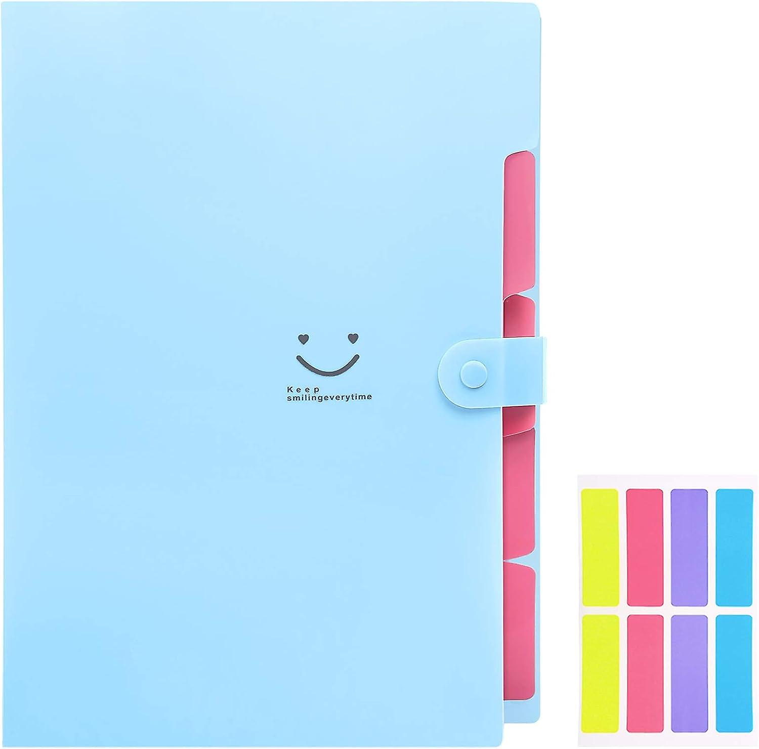 Expanding File Folder 5 Pockets ，letter A4 Paper Accordion Document Organizer (blue)