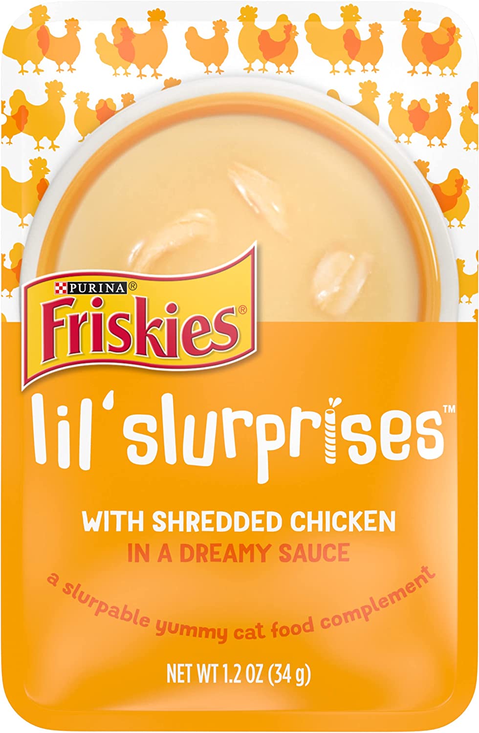 Purina Friskies Wet Cat Food Complement Lil’ Slurprises with Shredded Chicken in a Dreamy Sauce - (16) 1.2 oz. Pouches