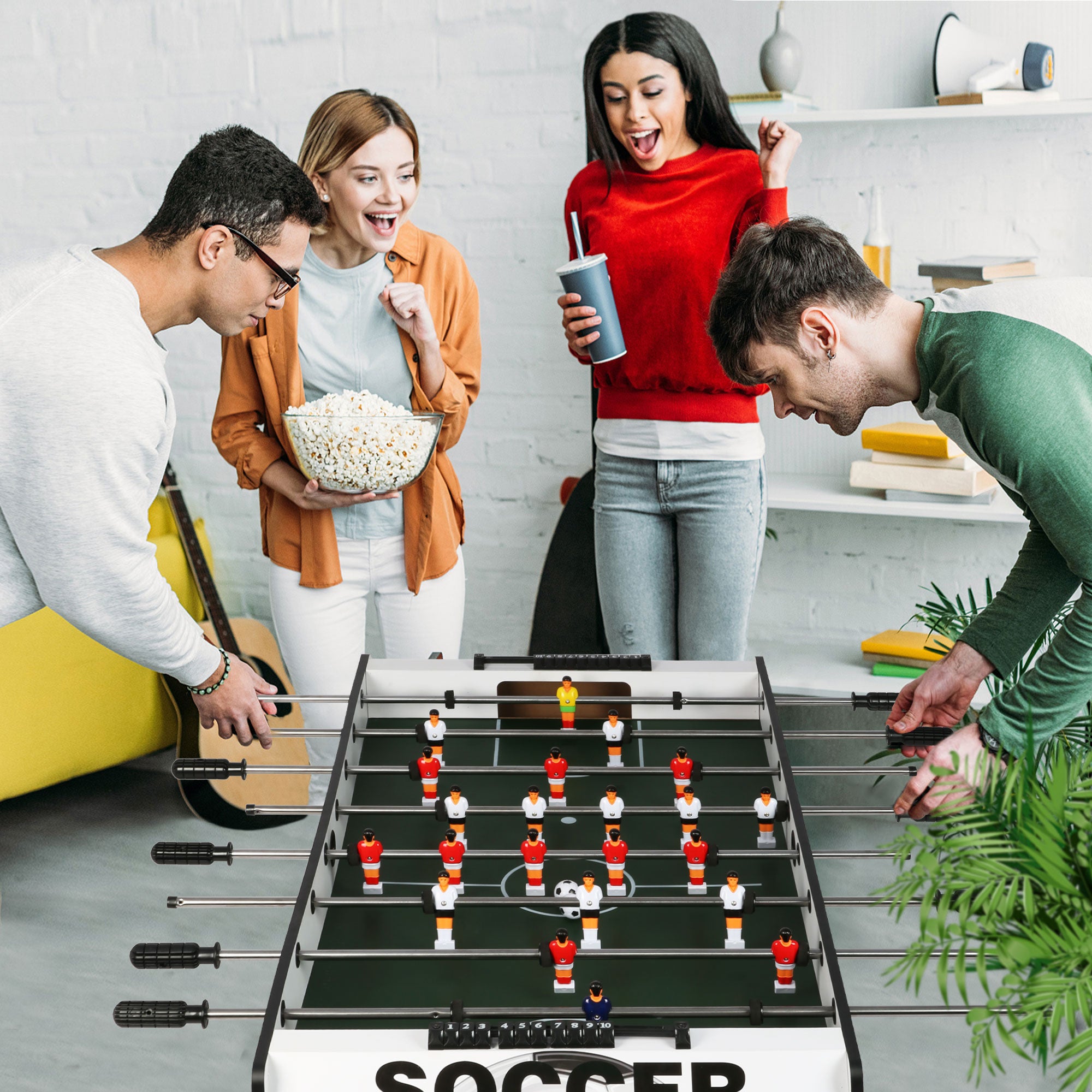 KARMAS PRODUCT 48 inch Foosball Table Game,Competition Sized Wooden Soccer Games Table for Adults,Kids, Families- Game Rooms Arcades Pub Bars Parties,Black