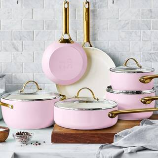 GreenPan Reserve 10-Piece Hard Anodized Aluminum Ceramic Nonstick Cookware Pots and Pans Set in Pink CC002445-001