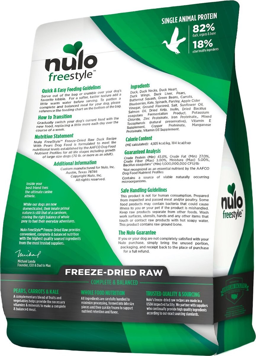 Nulo Freestyle Duck Recipe With Pears Grain-Free Freeze-Dried Raw Dog Food