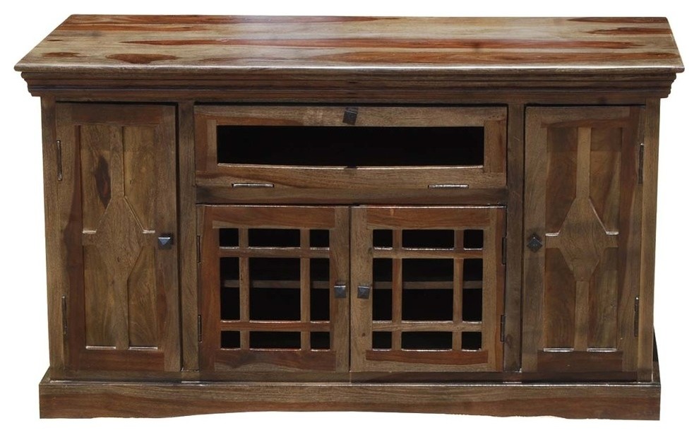 Santa Fe Rustic 60 Inch Solid Wood TV Stand Console Cabinet   Transitional   Entertainment Centers And Tv Stands   by Sierra Living Concepts Inc  Houzz