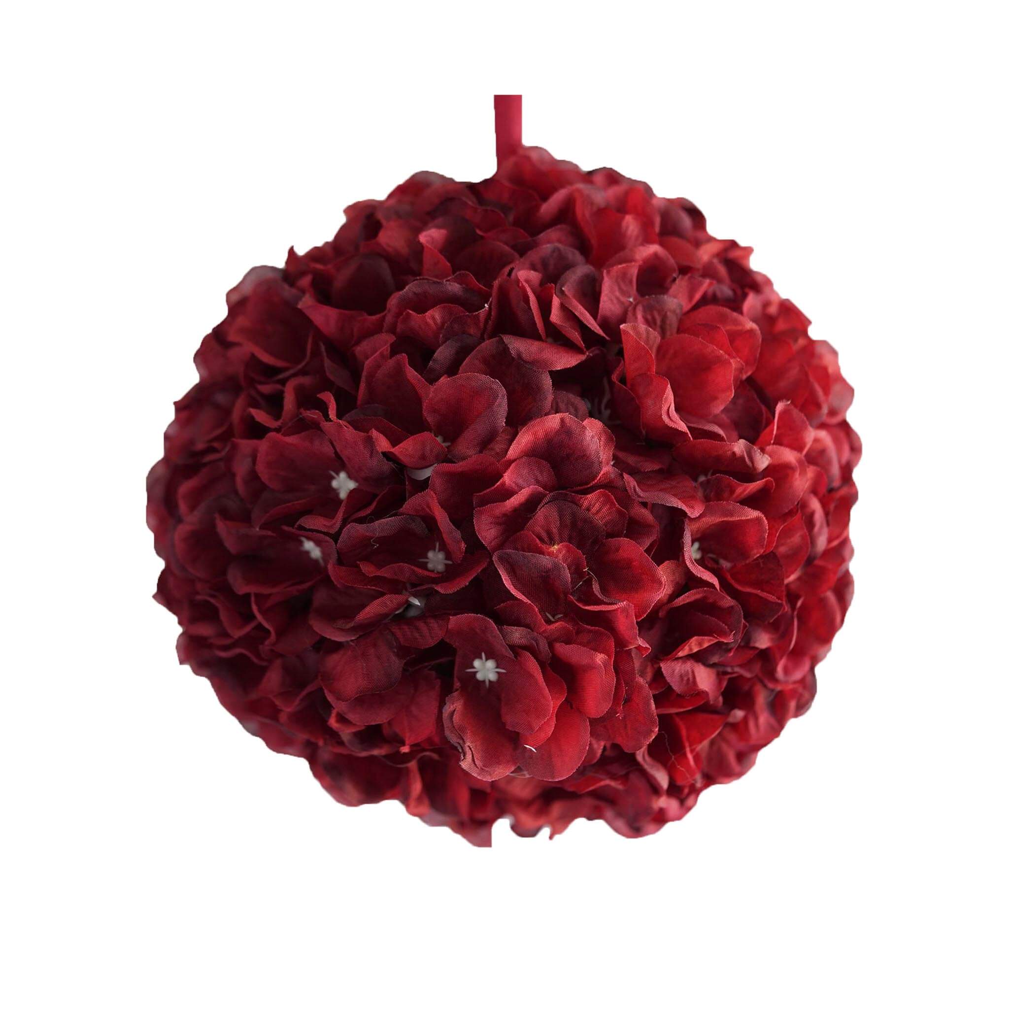 4 Pack Burgundy Artificial Silk Hydrangea Kissing Flower Balls 7