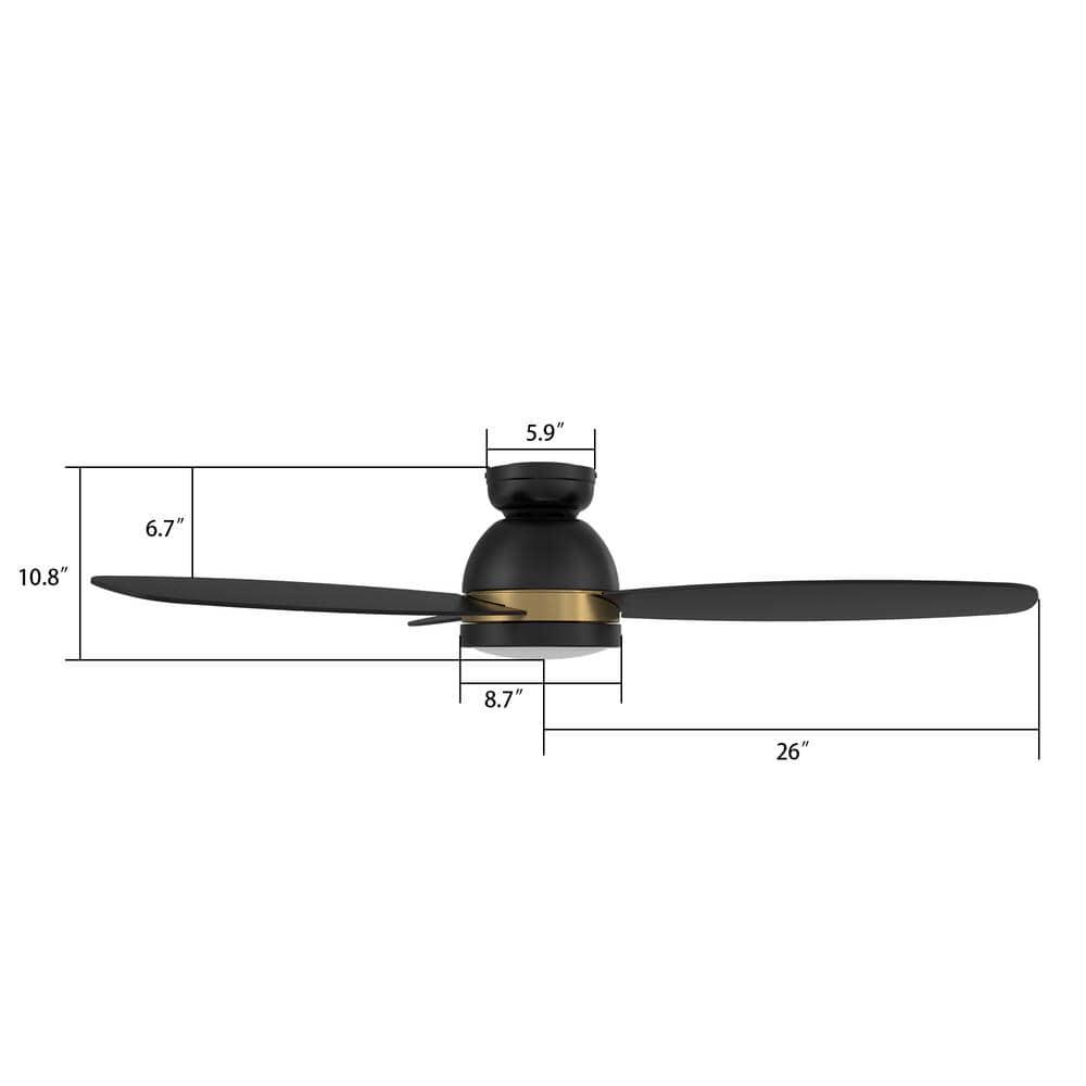 CARRO Biscay 52 in Integrated LED IndoorOutdoor Black Smart Ceiling Fan with Light and Remote Works with AlexaGoogle Home