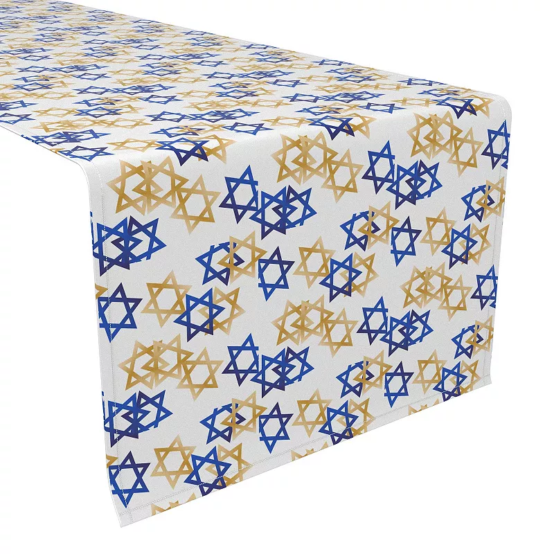 Table Runner， 100% Polyester， 14x108， Star of David Décor