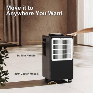 Fehom 130-Pint Mid-size Commercial Dehumidifier For Spaces up to 6000 sq ft. Lncludes Drain Hose 1.32 gal. Water Tank Black HDCX-YDA-858F-1