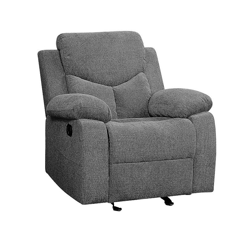 Fabric Upholstered Glider Recliner Chair with Pillow Top Armrest， Gray