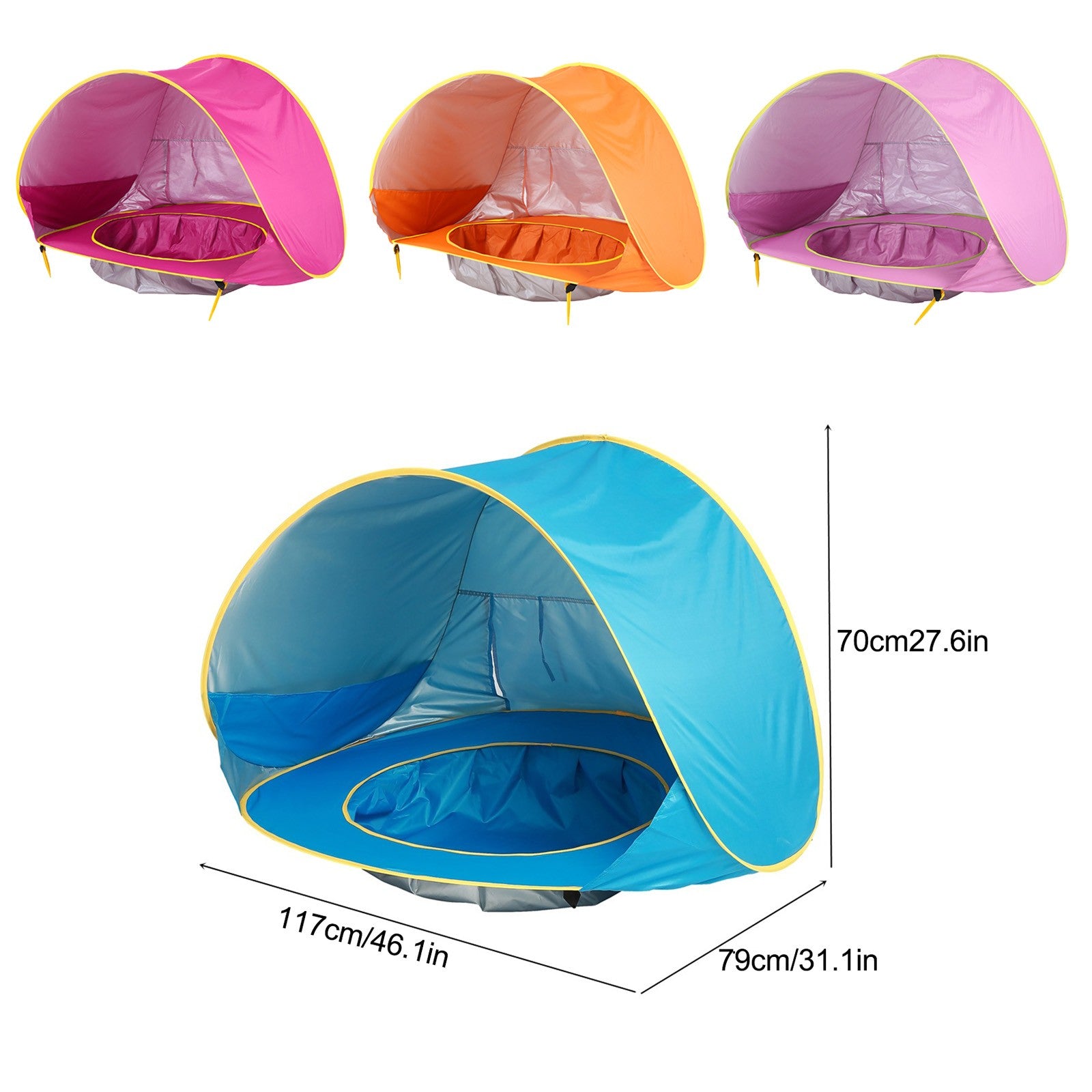 Lanhui Baby Beach Tent Pool，Portable Sun Shelter Waterproof Tent For Toddler， with Pool UPF 50+ UV Protection and Waterproof Sun Tent Beach Shade Baby Pool Tent for Toddler Aged 3-48 Months