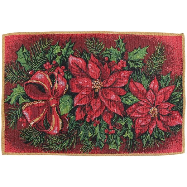 Violet Linen Seasonal Xmas Christmas Holiday Tapestry Pattern，13 X 19 Rectangler，Set of 4，Decorative Place Mats