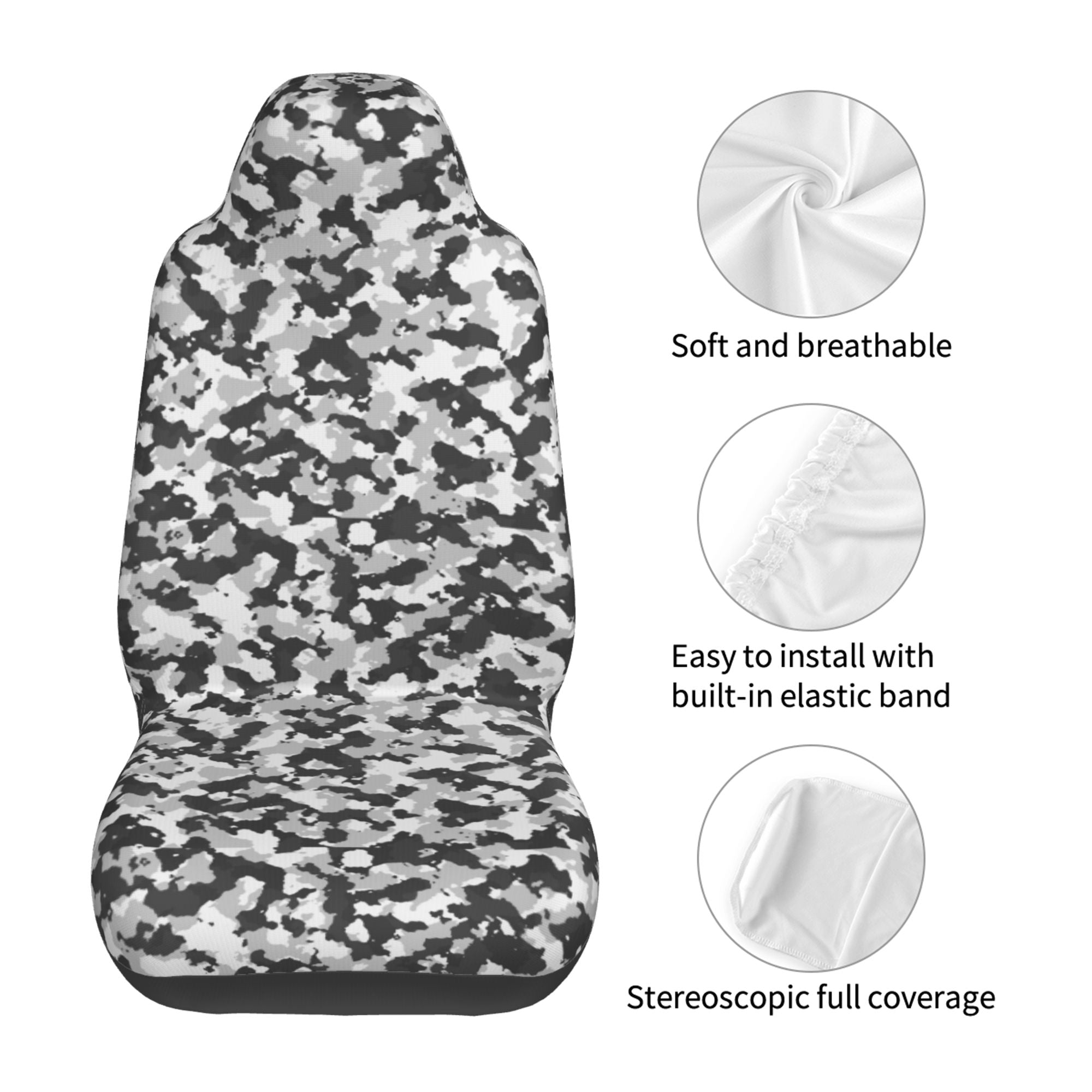 ZICANCN Car Seat Cover Snow Camouflage Texture Car Front Seat Covers Protectors ， Automotive Seat Covers for Cars Trucks Suv