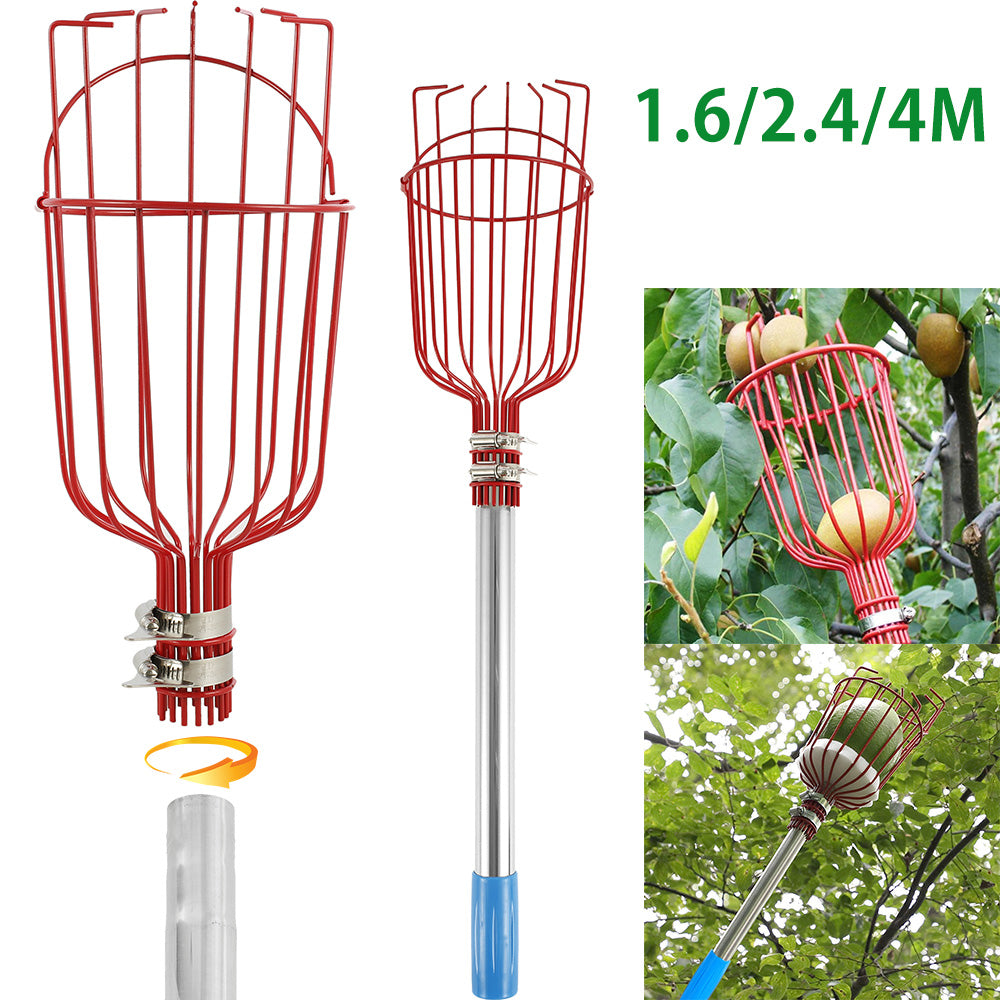 HOTBEST Fruit Picker Telescopic Fruit Catcher Tool Metal Fruit Tree Picking Basket Built-in Sponge Farm Garden Fruit Harvester Tool for Getting Fruits Lemons Apples Guavas Avocados