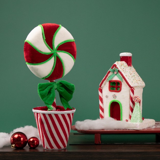 Plush Potted Peppermint Twist Lollipop Christmas Decoration