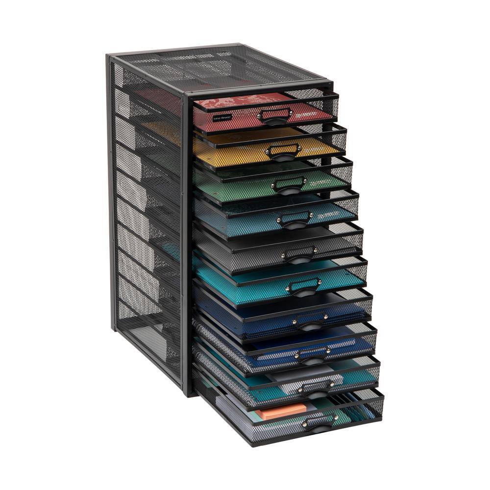 Mind Reader Network Collection 10-Drawer File Storage Desk Organizer Label Frame on Each Drawer Metal Mesh Multi-Purpose Black 10CABMESH-BLK