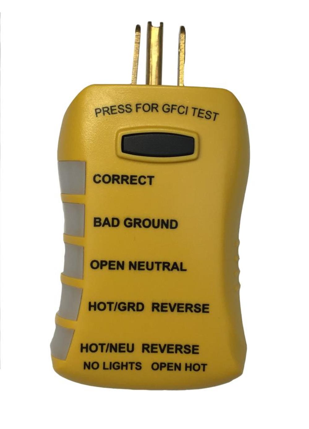 Sperry Instruments HGT6520 Stop Shock II GFCI Outlet Circuit Analyzer Tester， Detects Low Resistance， Single LED Indication of Wiring Error， 1/Ea ;