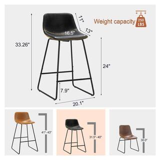 LUE BONA Faux Leather Bar Stools Metal Frame Counter Height Bar Stools(Set of 4) LB21CH0024-400