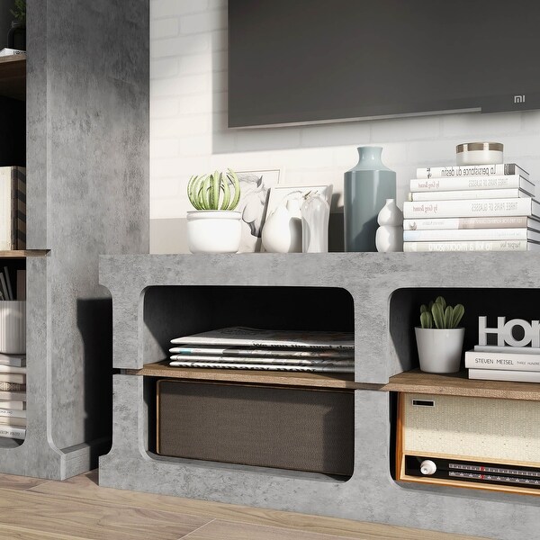 DH BASIC Cement Grey Urban 3-piece Entertainment Center by Denhour