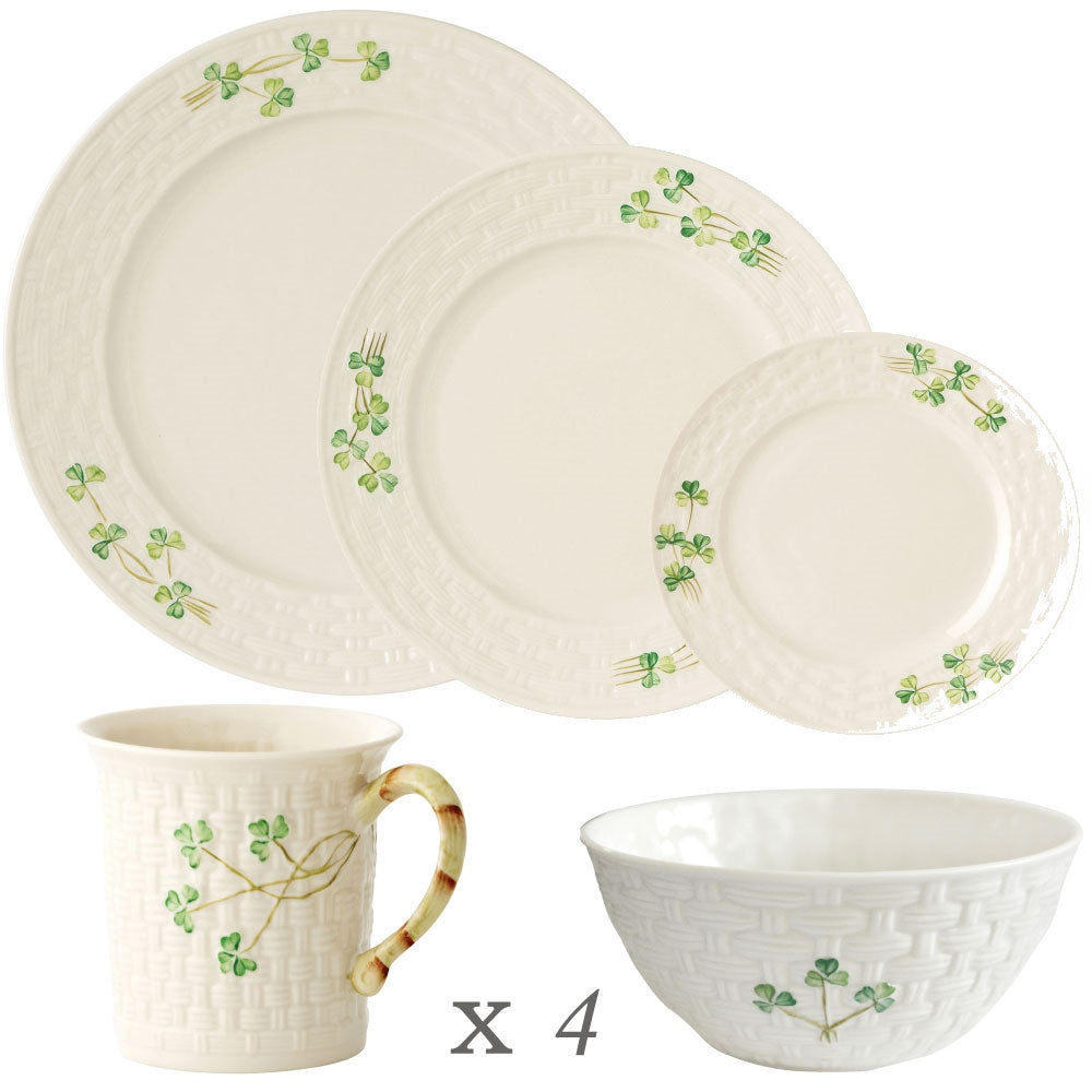 Belleek Classic Shamrock 20 Piece Dining Set