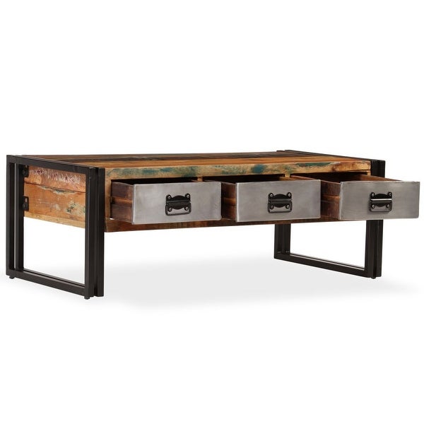 vidaXL Coffee Table with 3 Drawers Solid Reclaimed Wood 39.4