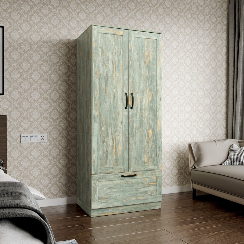 High wardrobe and kitchen cabinet with 2 doors with grey grey Mid century modern wood veneer corners