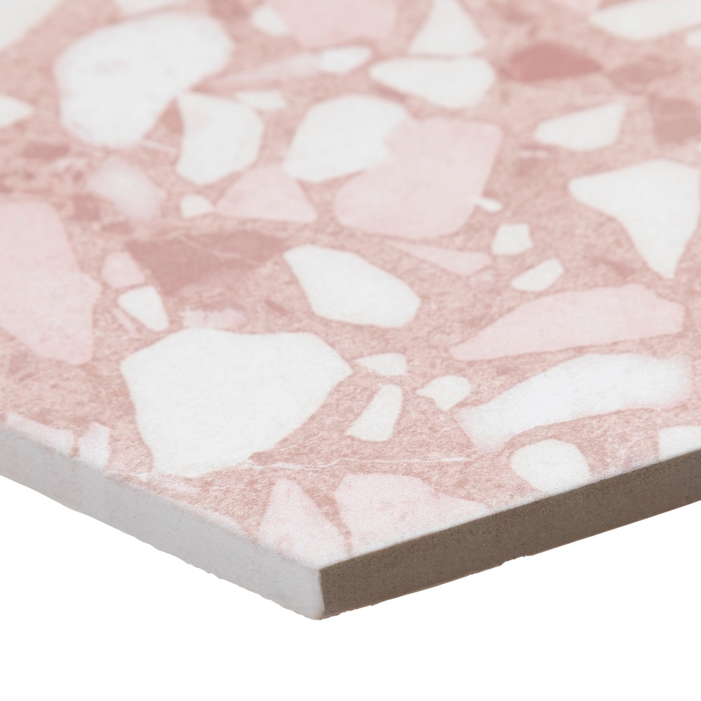 Industry Tile 9x10 Hexagon Terrazzo Pink Porcelain Tile (16 pc  8.08 sq ft per case)