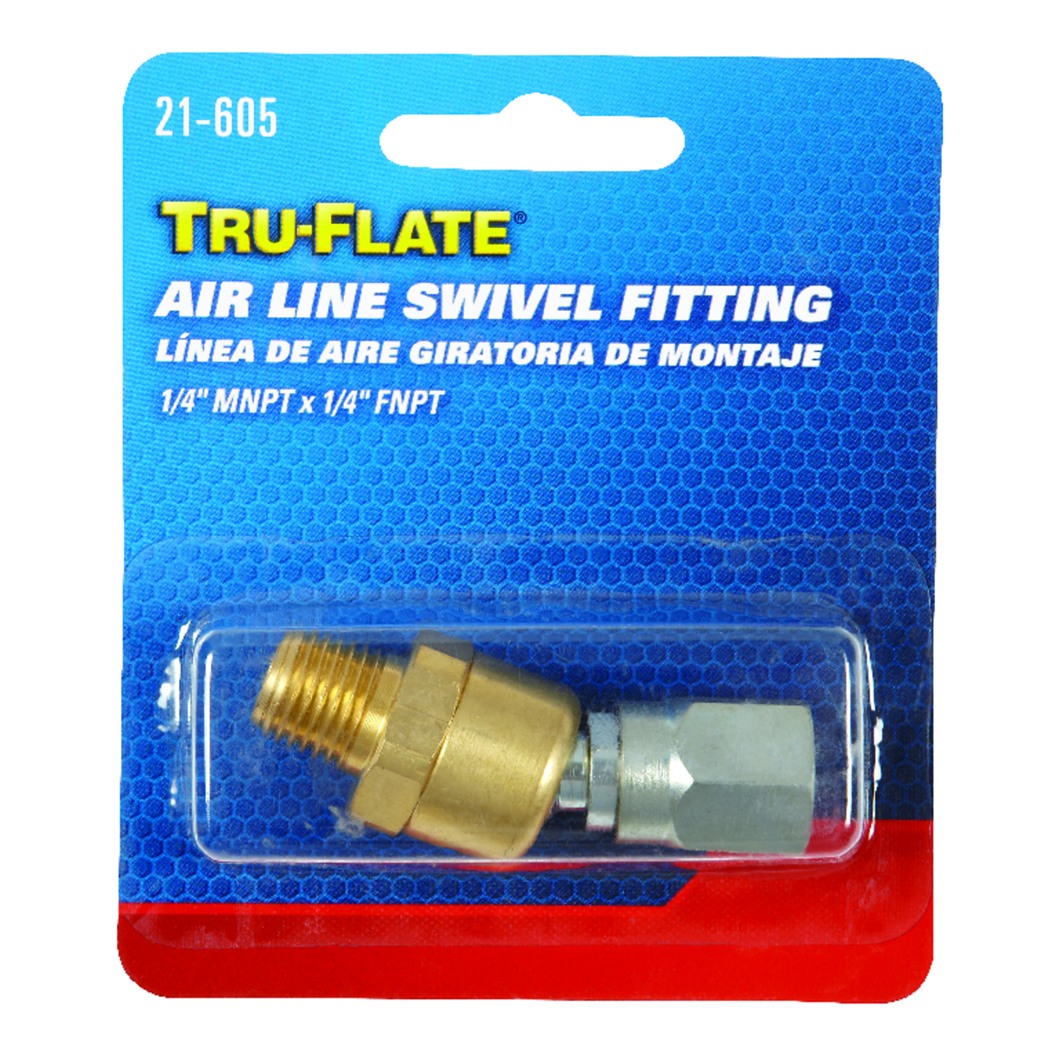 Tru-Flate Brass/Steel Air Line Swivel Fitting 1/4 in. Male 2 pc