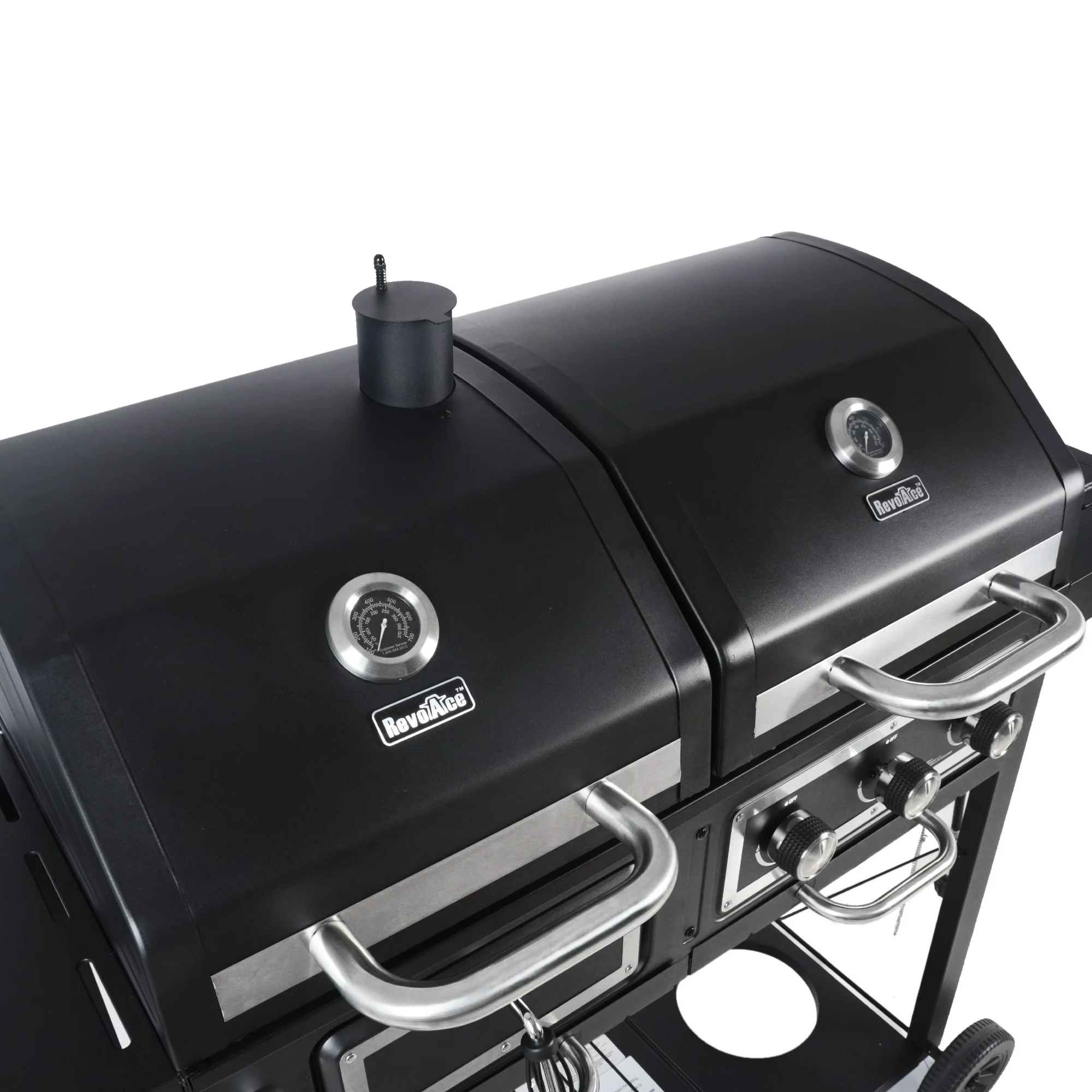 RevoAce Dual Fuel Gas and Charcoal Combo Grill， Black with Stainless